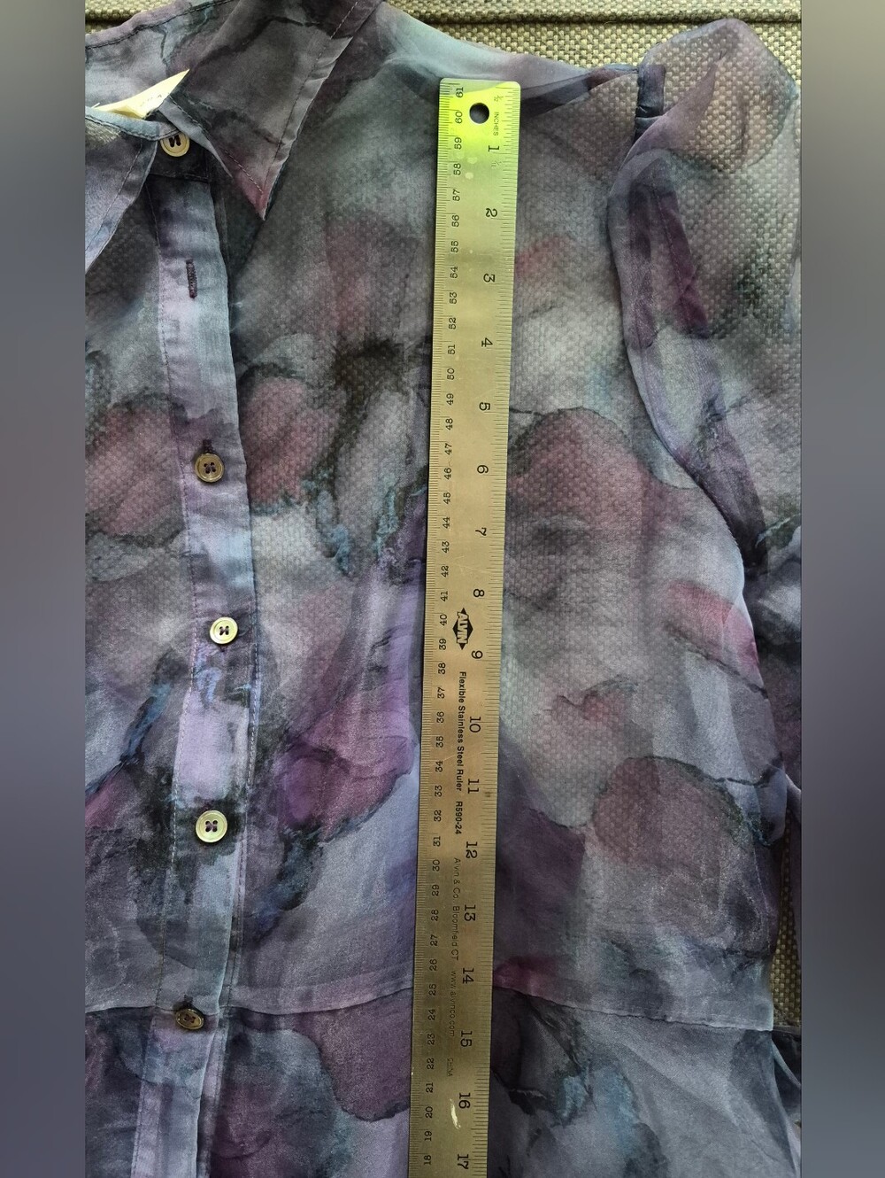 MELLODAY Long Sleeve Chiffon Dress- Navy/Purple Floral - SizeL - Picture 10 of 12